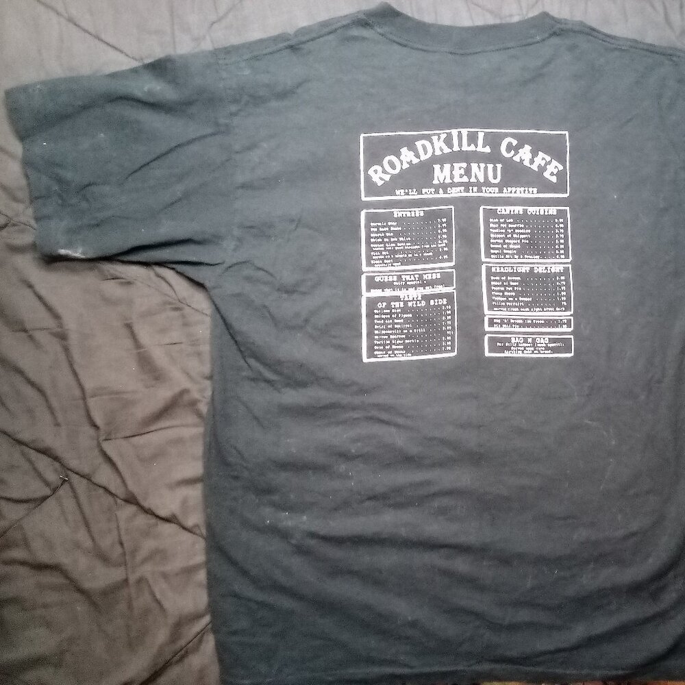 Vintage Roadkill Cafe Oregon You Kill Em We Grille Em T-Shirt - Picture 6 of 8